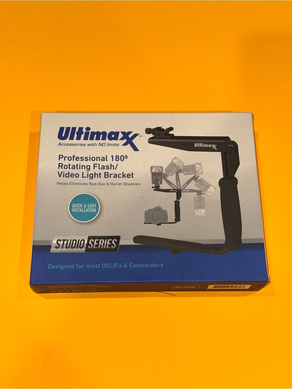 Ultimaxx Flash Bracket Grip Camera Flash Arm Holder Stand Nikon Canon DSLR 180°